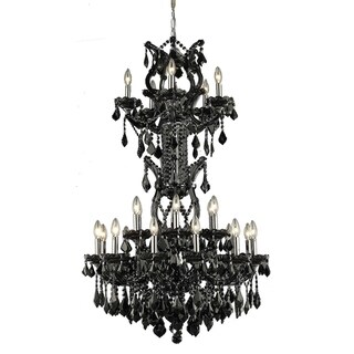 Fleur Illumination Collection Chandelier D:36in H:56in Lt:34 Black Finish (Black/swarovski elements crystals) - Chandeliers For Bedrooms by Overstock.com