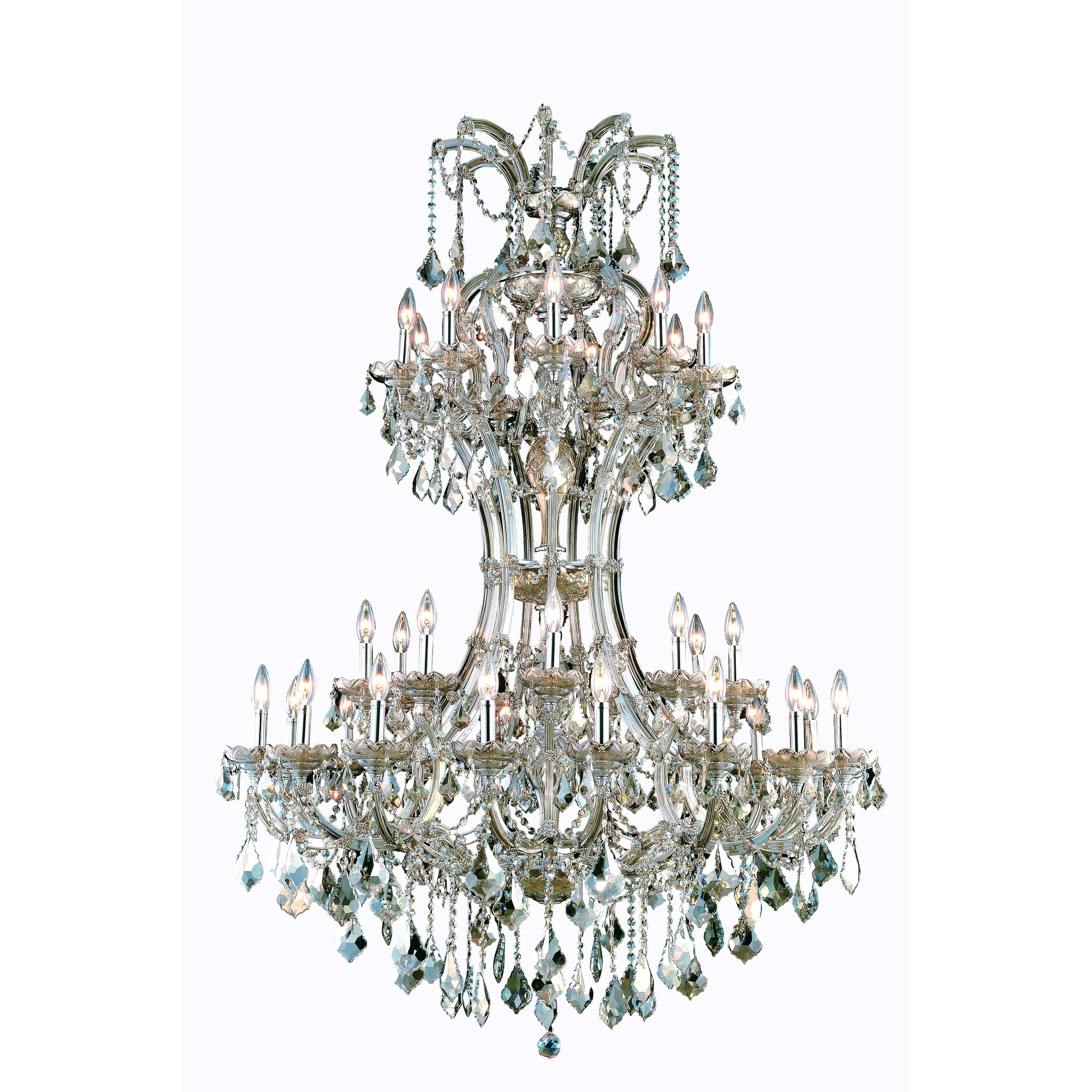 Fleur Illumination Collection Chandelier D:46in H:64in Lt:36 Golden Teak Finish (golden teak/royal cut crystals (golden teak)) - Chandeliers For Bedrooms by Overstock.com