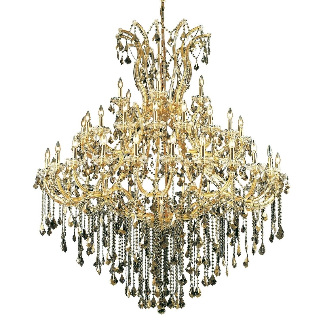 Fleur Illumination Collection Chandelier D:60in H:72in Lt:49 Gold Finish (Gold/royal cut crystals (golden teak)) - Chandeliers For Bedrooms by Overstock.com
