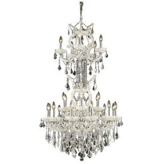 Fleur Illumination Collection Chandelier D:30in H:50in Lt:25 White Finish (swarovski elements crystals/White) - Chandeliers For Bedrooms by Overstock.com