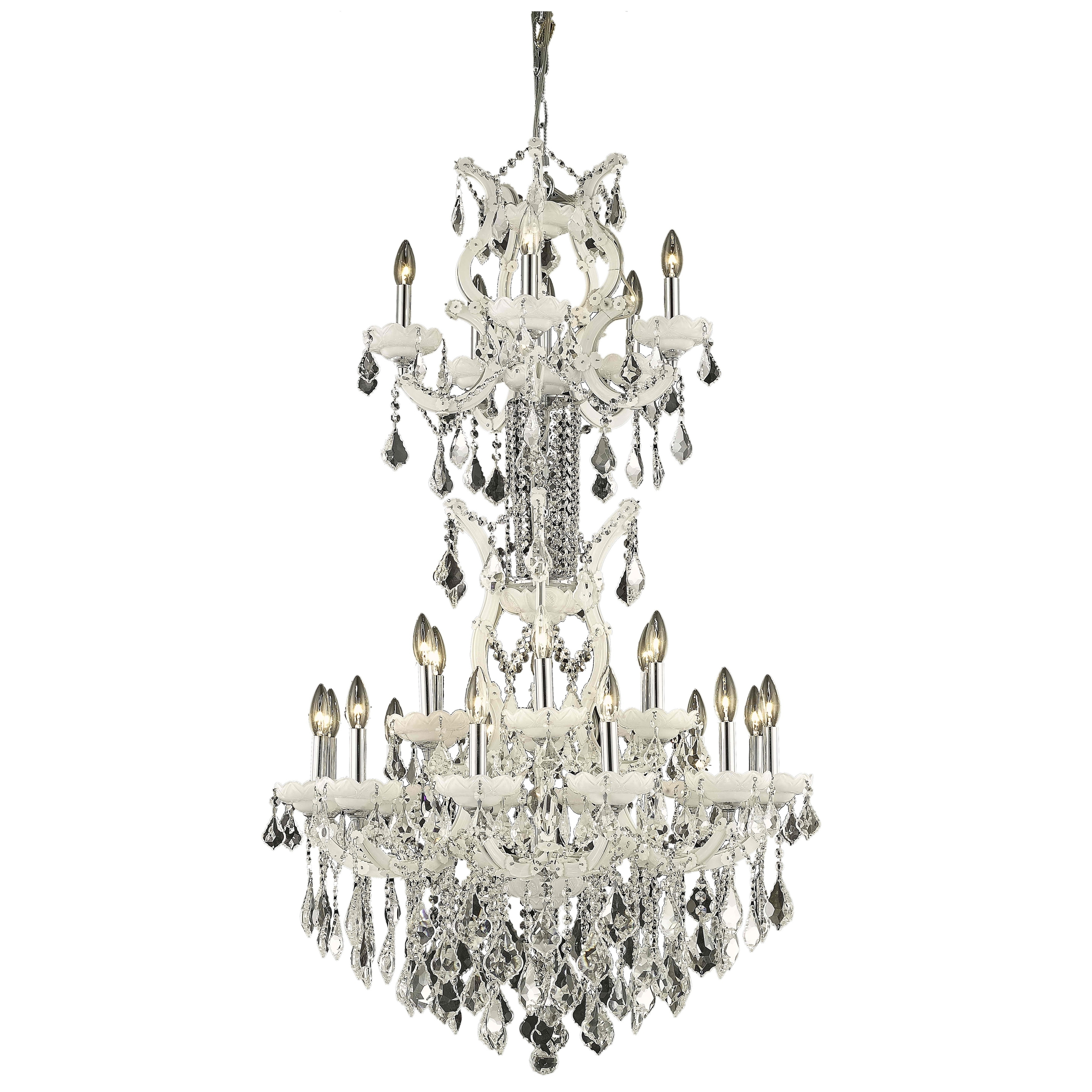 Fleur Illumination Collection Chandelier D:30in H:50in Lt:25 White Finish (elegant cut crystals/White) - Chandeliers For Bedrooms by Overstock.com