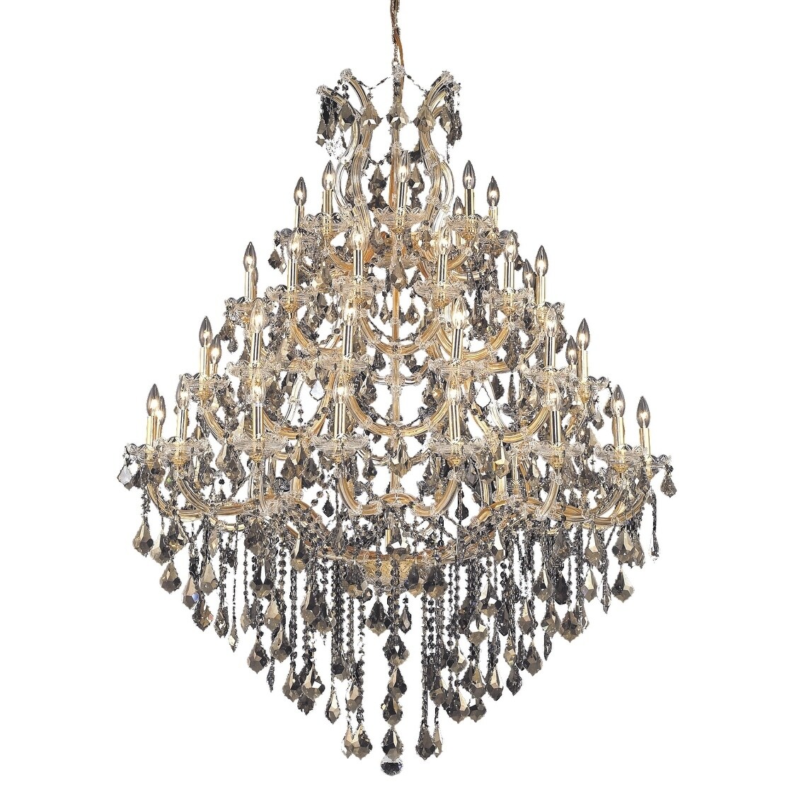 Fleur Illumination Collection Chandelier D:46in H:62in Lt:49 Gold Finish (swarovski elements crystals (golden teak)/Gold) - Chandeliers For Bedrooms by Overstock.com