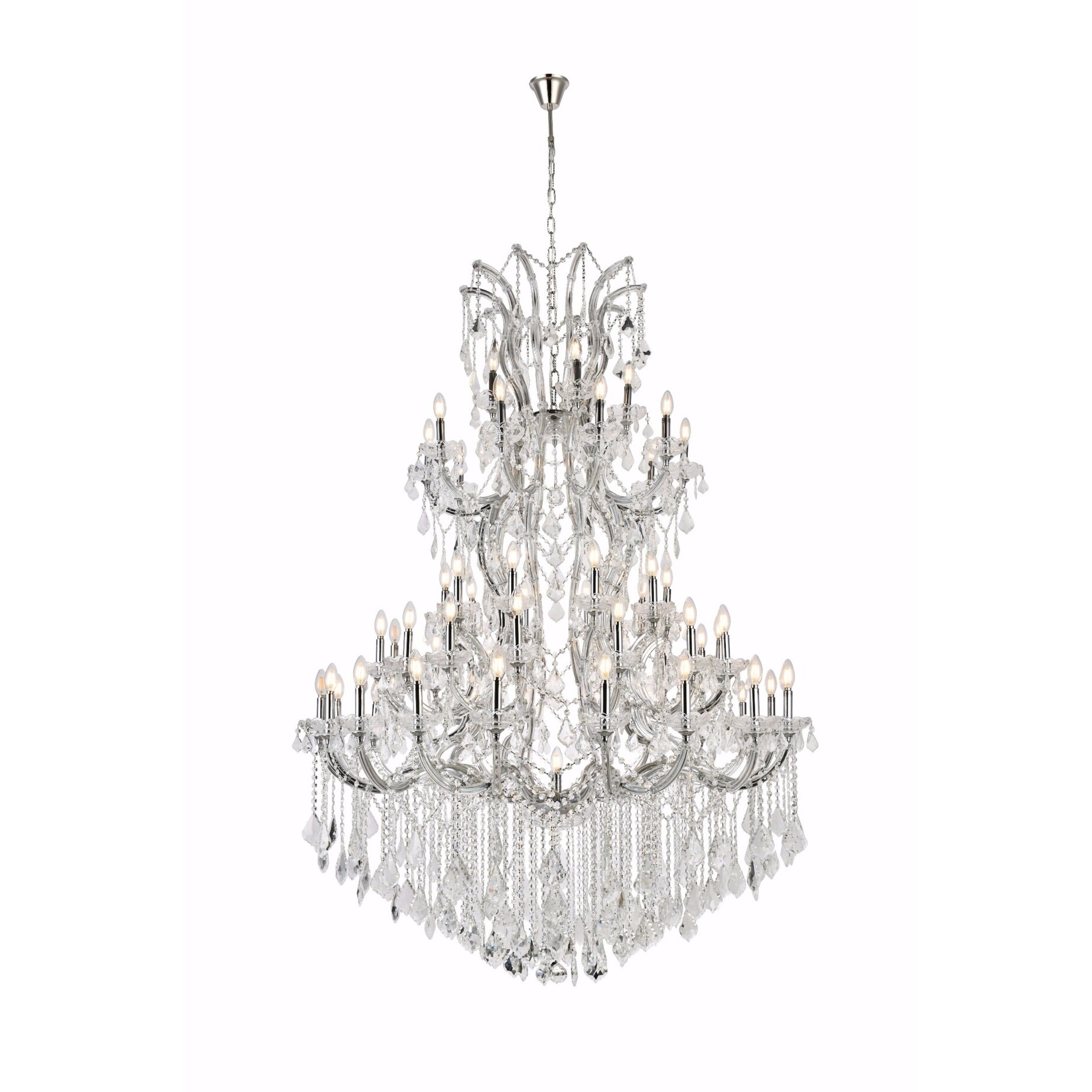Fleur Illumination Collection Chandelier D:54in H:72in Lt:61 Chrome Finish (elegant cut crystals/Chrome) - Chandeliers For Bedrooms by Overstock.com