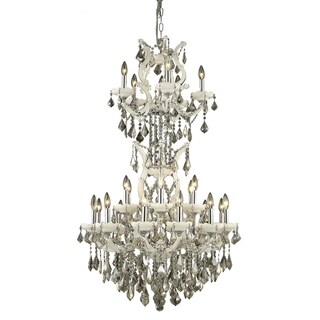 Fleur Illumination Collection Chandelier D:30in H:50in Lt:25 White Finish (swarovski elements crystals (golden teak)/White) - Chandeliers For Bedrooms by Overstock.com