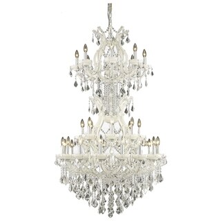 Fleur Illumination Collection Chandelier D:36in H:56in Lt:34 White Finish (royal cut crystals/White) - Chandeliers For Bedrooms by Overstock.com
