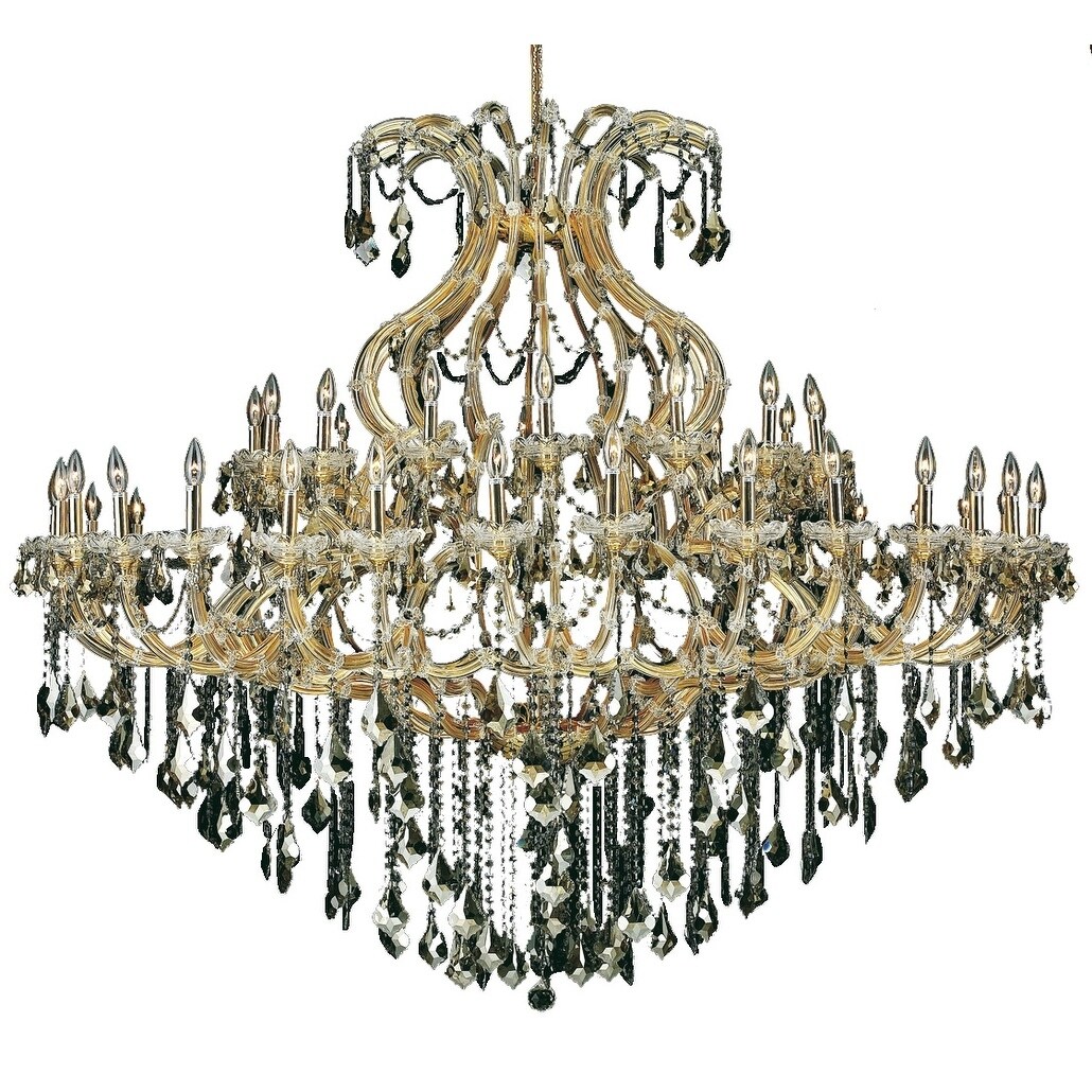 Fleur Illumination Collection Chandelier D:72in H:60in Lt:49 Gold Finish (Gold/royal cut crystals (golden teak)) - Chandeliers For Bedrooms by Overstock.com