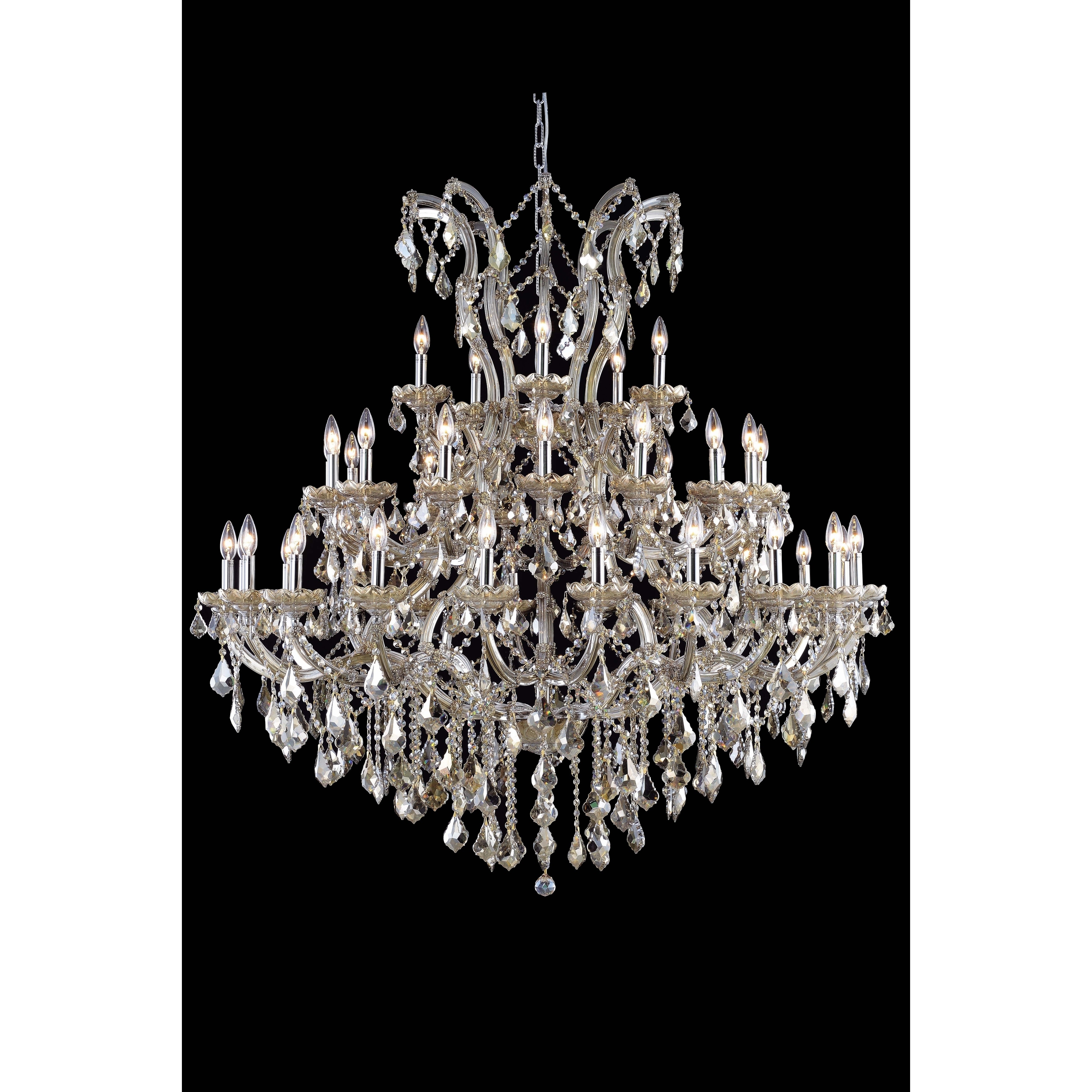 Fleur Illumination Collection Chandelier D:52in H:54in Lt:41 Golden Teak Finish (golden teak/royal cut crystals (golden teak)) - Chandeliers For Bedrooms by Overstock.com