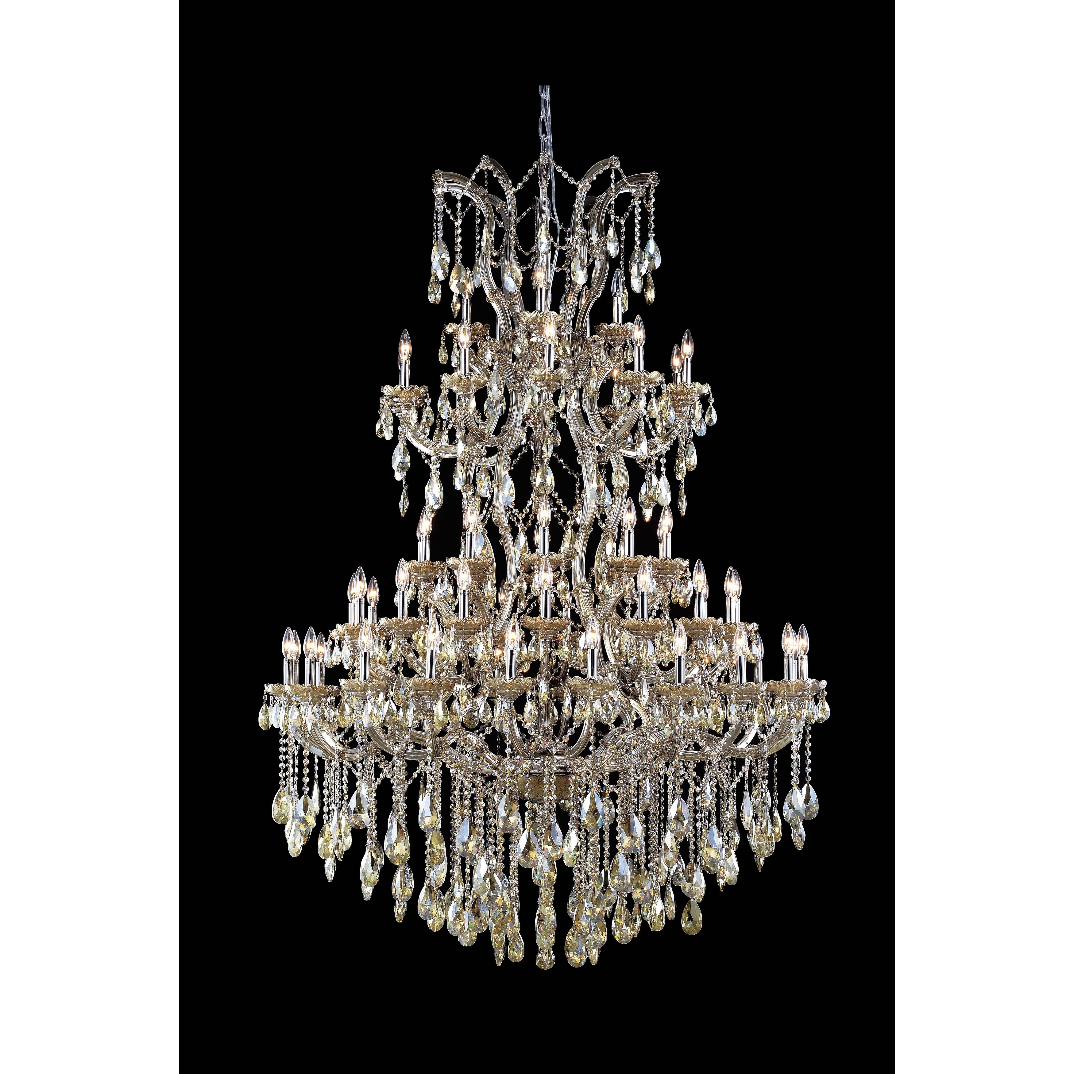 Fleur Illumination Collection Chandelier D:54in H:72in Lt:61 Gold Finish (golden teak/swarovski elements crystals (golden teak)) - Chandeliers For Bedrooms by Overstock.com