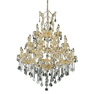 Fleur Illumination Collection Chandelier D:38in H:52in Lt:28 Gold Finish (royal cut crystals/Gold) - Chandeliers For Bedrooms by Overstock.com
