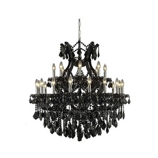 Fleur Illumination Collection Chandelier D:36in H:56in Lt:24 Black Finish (Black/swarovski elements crystals) - Chandeliers For Bedrooms by Overstock.com