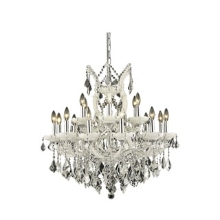 Fleur Illumination Collection Chandelier D:30in H:28in Lt:19 White Finish (royal cut crystals/White) - Chandeliers For Bedrooms by Overstock.com