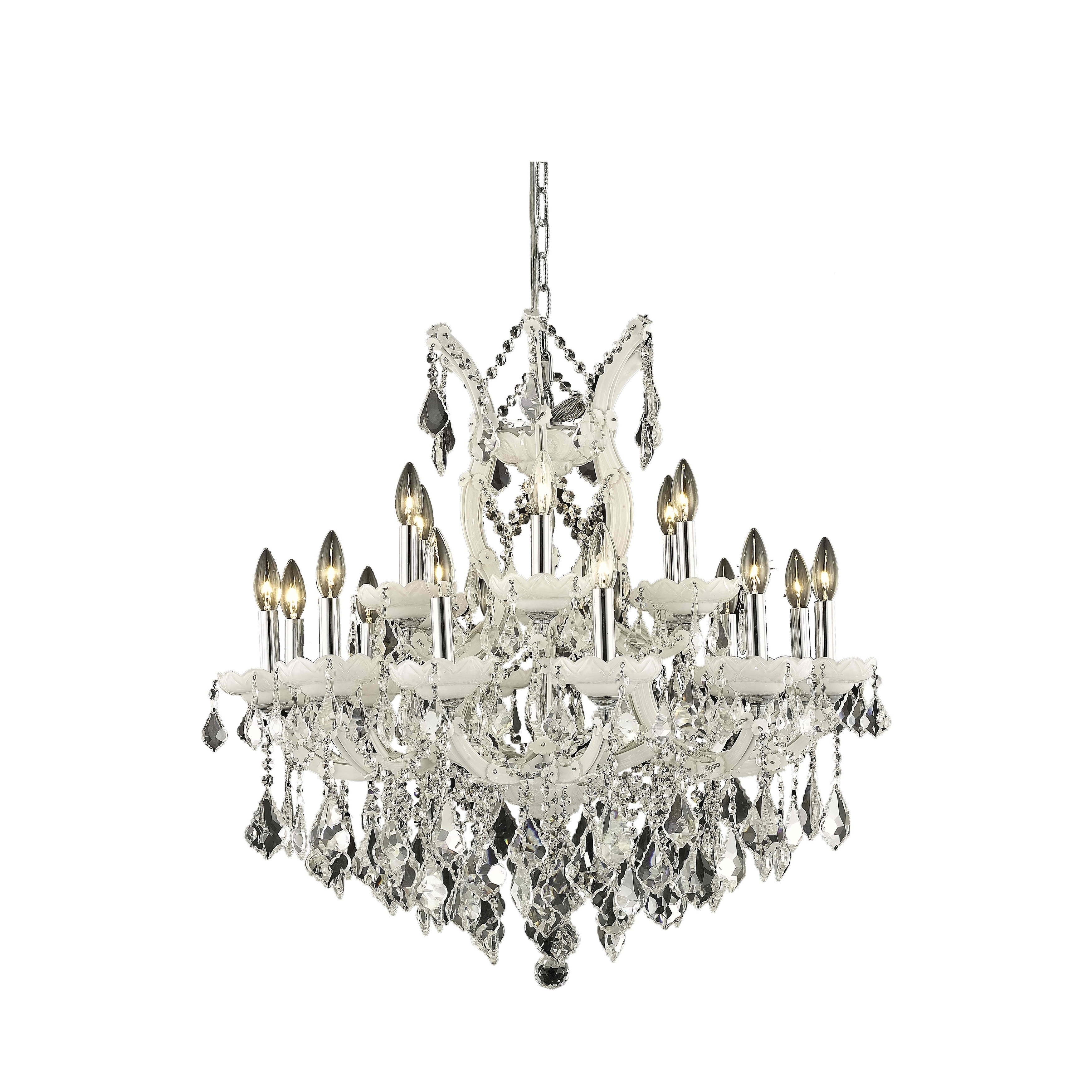 Fleur Illumination Collection Chandelier D:30in H:28in Lt:19 White Finish (swarovski elements crystals/White) - Chandeliers For Bedrooms by Overstock.com