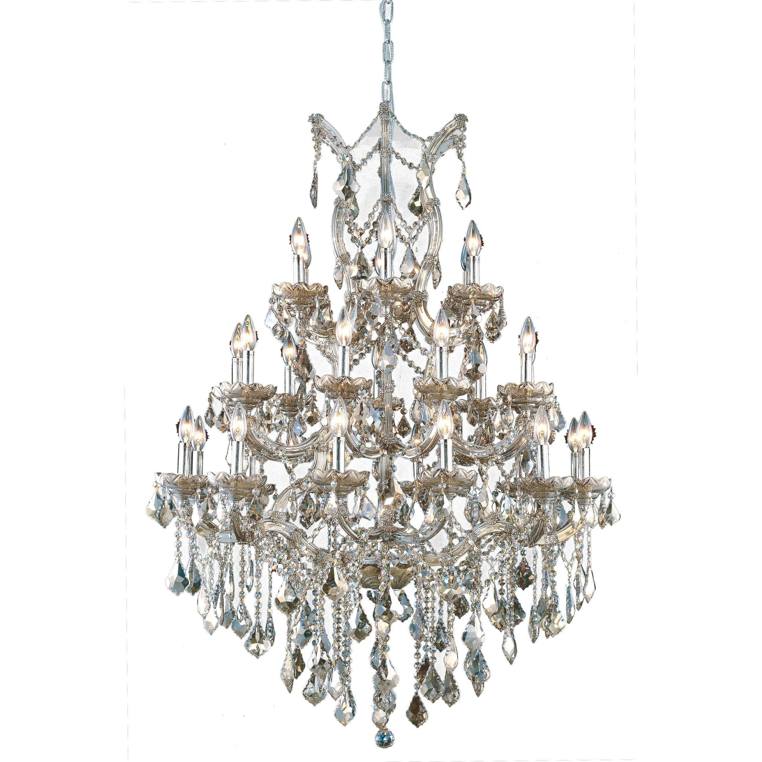 Fleur Illumination Collection Chandelier D:38in H:52in Lt:28 Golden Teak Finish (golden teak/swarovski elements crystals (golden teak)) - Chandeliers For Bedrooms by Overstock.com