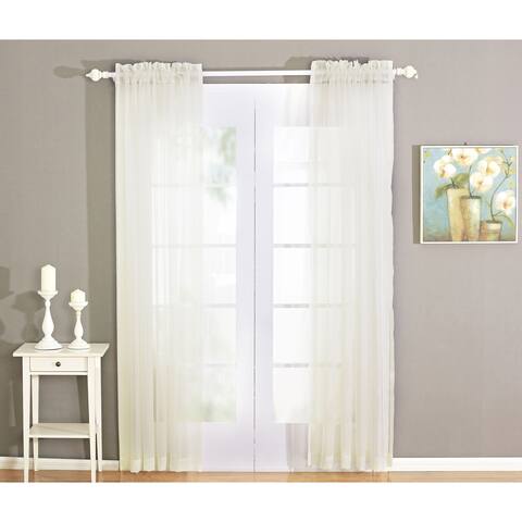 Serenta Solid Voile Curtain Set Long Rod Pocket Sheer Window Curtains
