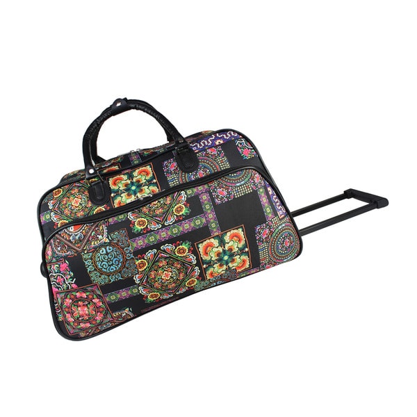World Traveler Floral Multi Patchwork 21-Inch Carry-On Rolling Duffel Bag