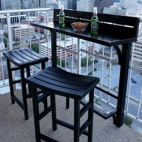 3-piece Aluminum Balcony Bar Set w/ Armless Stools