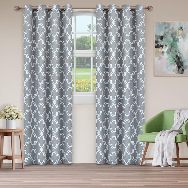 Superior Bohemian Trellis Room Darkening Grommet Curtain Panel - (Set of 2)