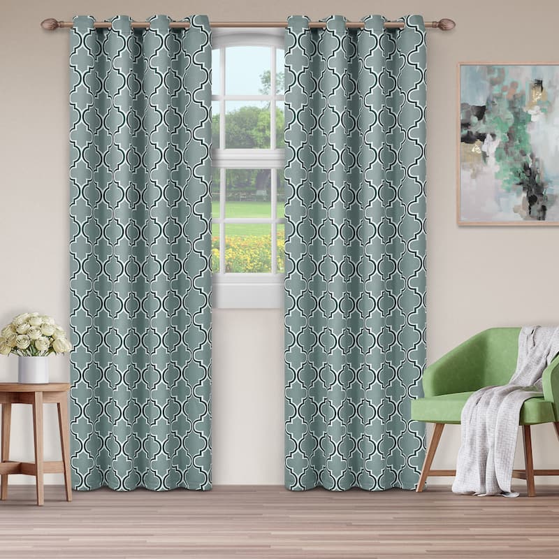 Superior Bohemian Trellis Room Darkening Grommet Curtain Panel - (Set of 2)