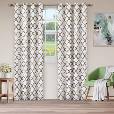 Superior Bohemian Trellis Room Darkening Grommet Curtain Panel - (Set of 2)