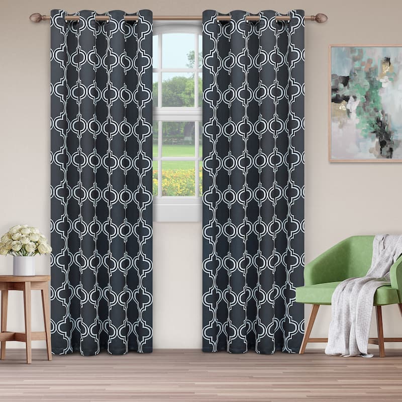 Superior Bohemian Trellis Room Darkening Grommet Curtain Panel - (Set of 2)