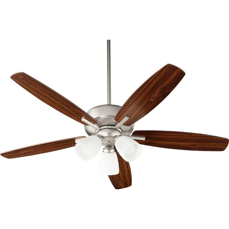 Breeze 52" Transitional LED 3 Light Cluster Uni-Pack Ceiling Fan - satin nickel - Large space