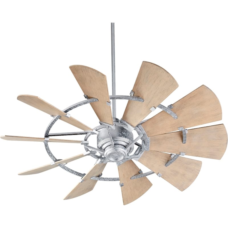 Windmill 52" Transitional 10 Blade Patio Ceiling Fan. - Galvanized - 25 and Up Degrees