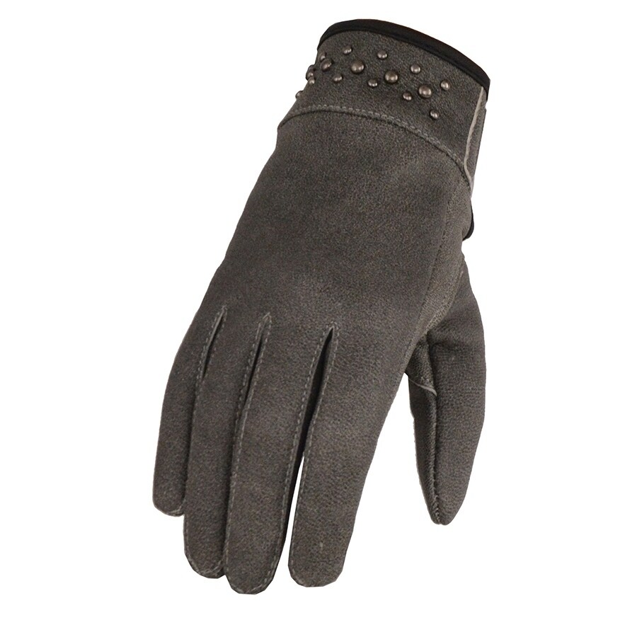 grey leather gloves ladies