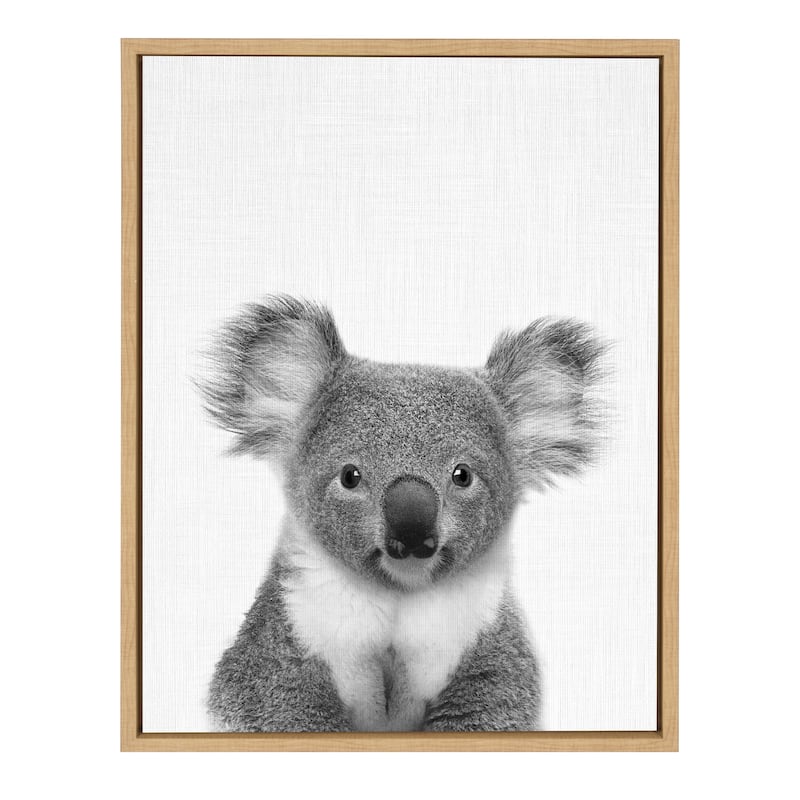 Sylvie Koala Bear Portrait Framed Canvas Wall Art, Natural 18x24