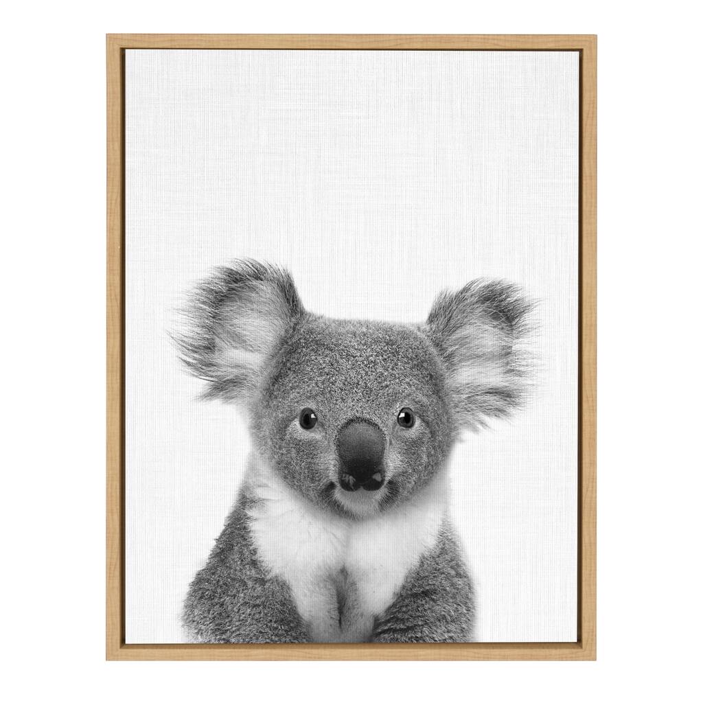 Sylvie Koala Bear Portrait Framed Canvas Wall Art, Natural 18x24
