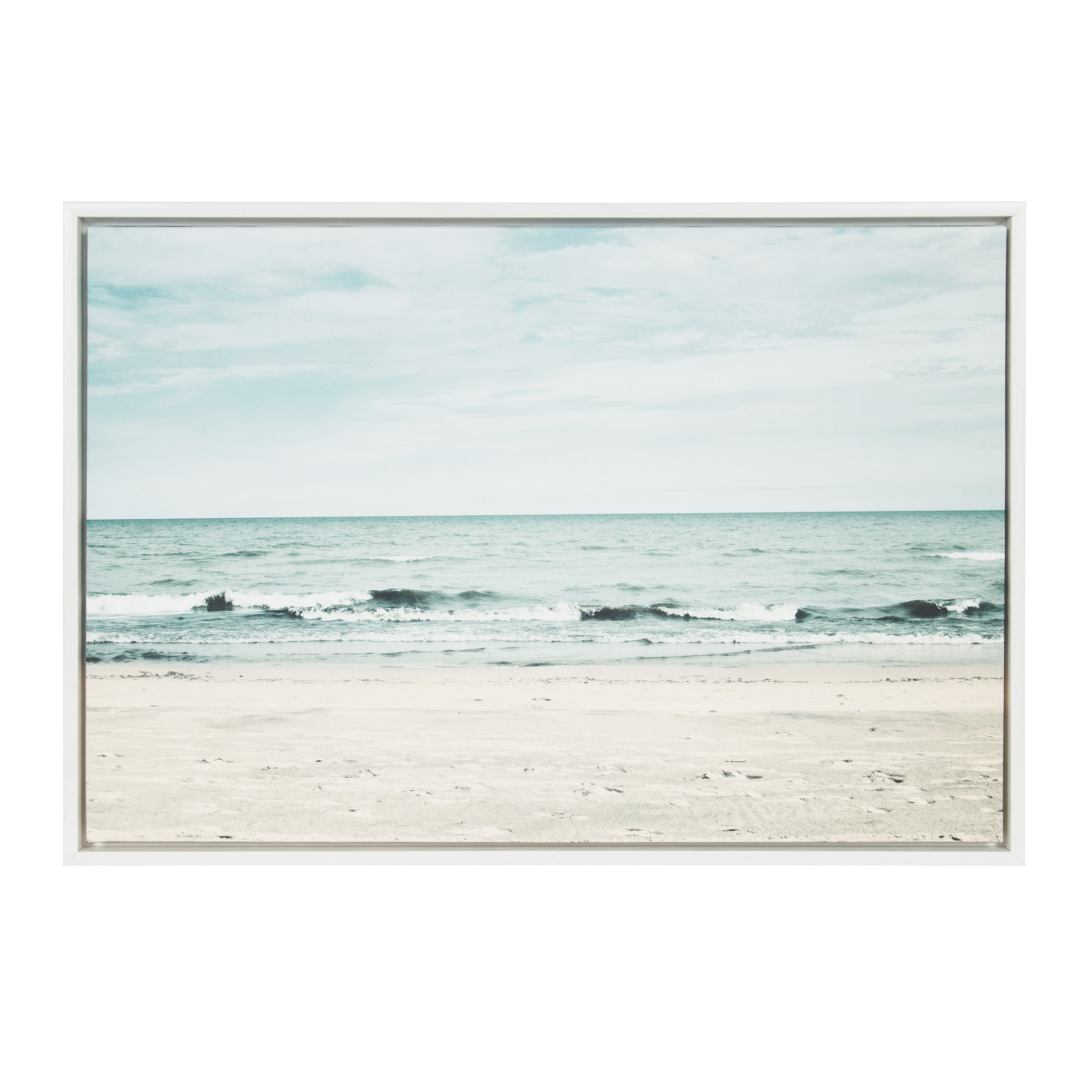 Shop Sylvie Beach Scene With Waves Framed Canvas Wall Art White 23 X 33 Overstock 20385612