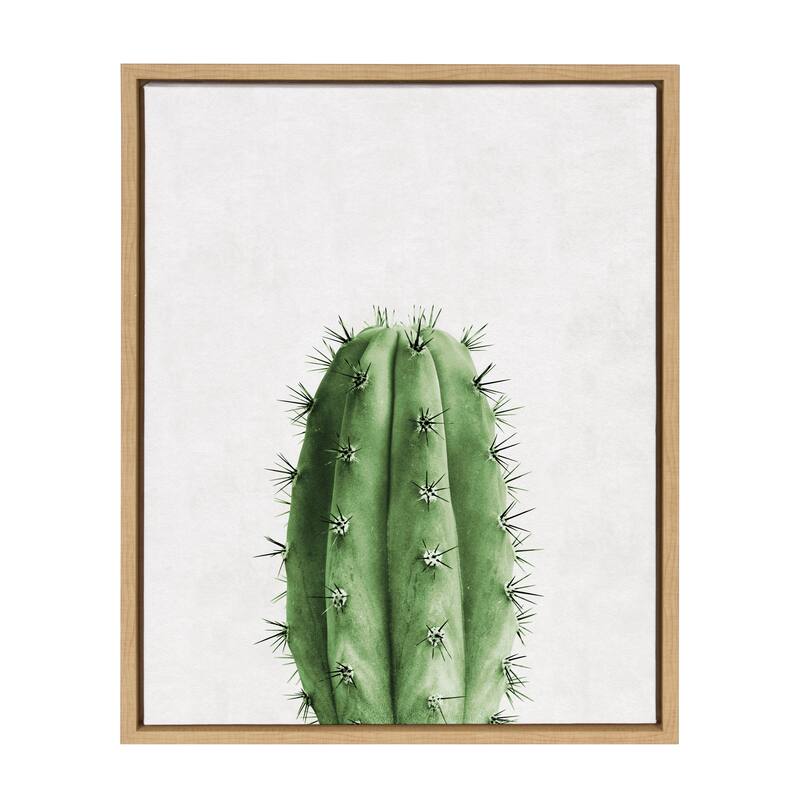 Sylvie Cactus Vertical Framed Canvas Wall Art, Natural 18 x 24 - Plastic - Natural