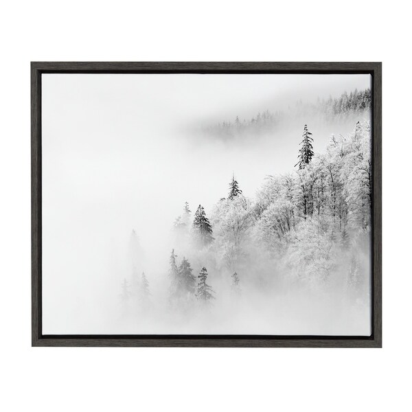 Sylvie Snowy Forest Landscape Framed Canvas Art, Dark Gray 18 x 24 ...