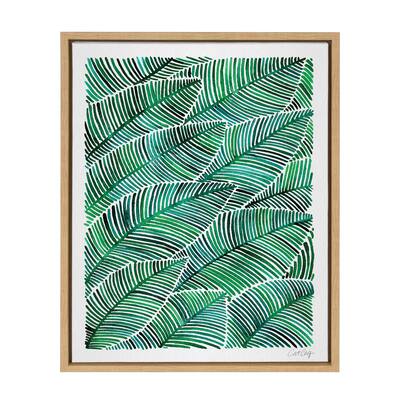 Sylvie Tropical Leaves Watercolor Framed Canvas Art, Natural 18 x 24