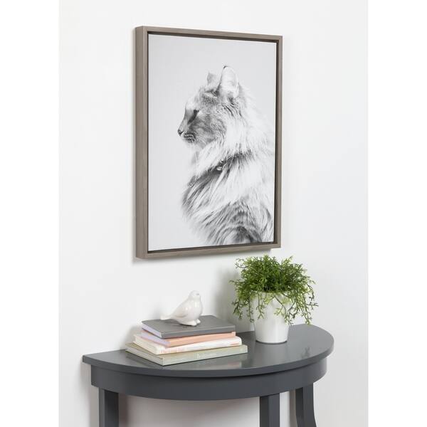 Shop Sylvie Long Haired Cat Framed Canvas Wall Art Gray 18 X 24