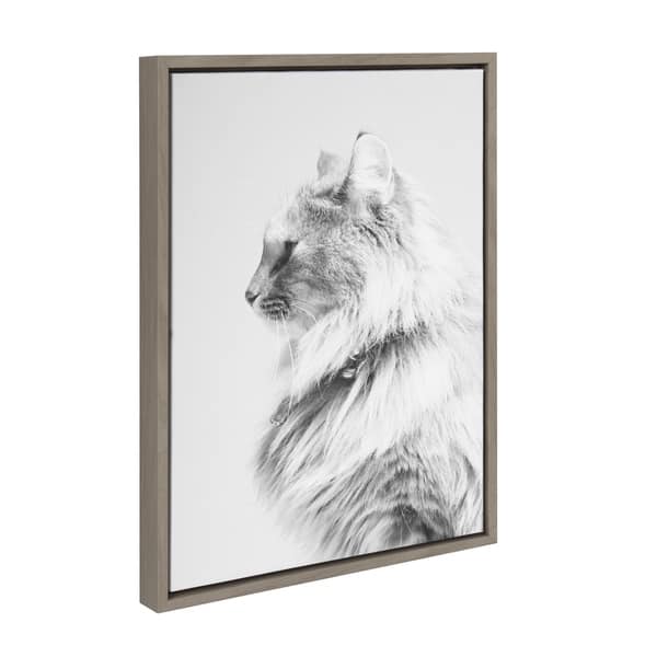 Shop Sylvie Long Haired Cat Framed Canvas Wall Art Gray 18 X 24