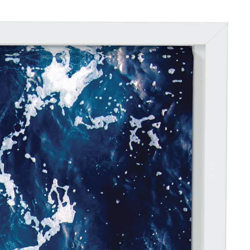 Sylvie Blue Ocean Waves Framed Canvas Wall Art, White 18 x 24