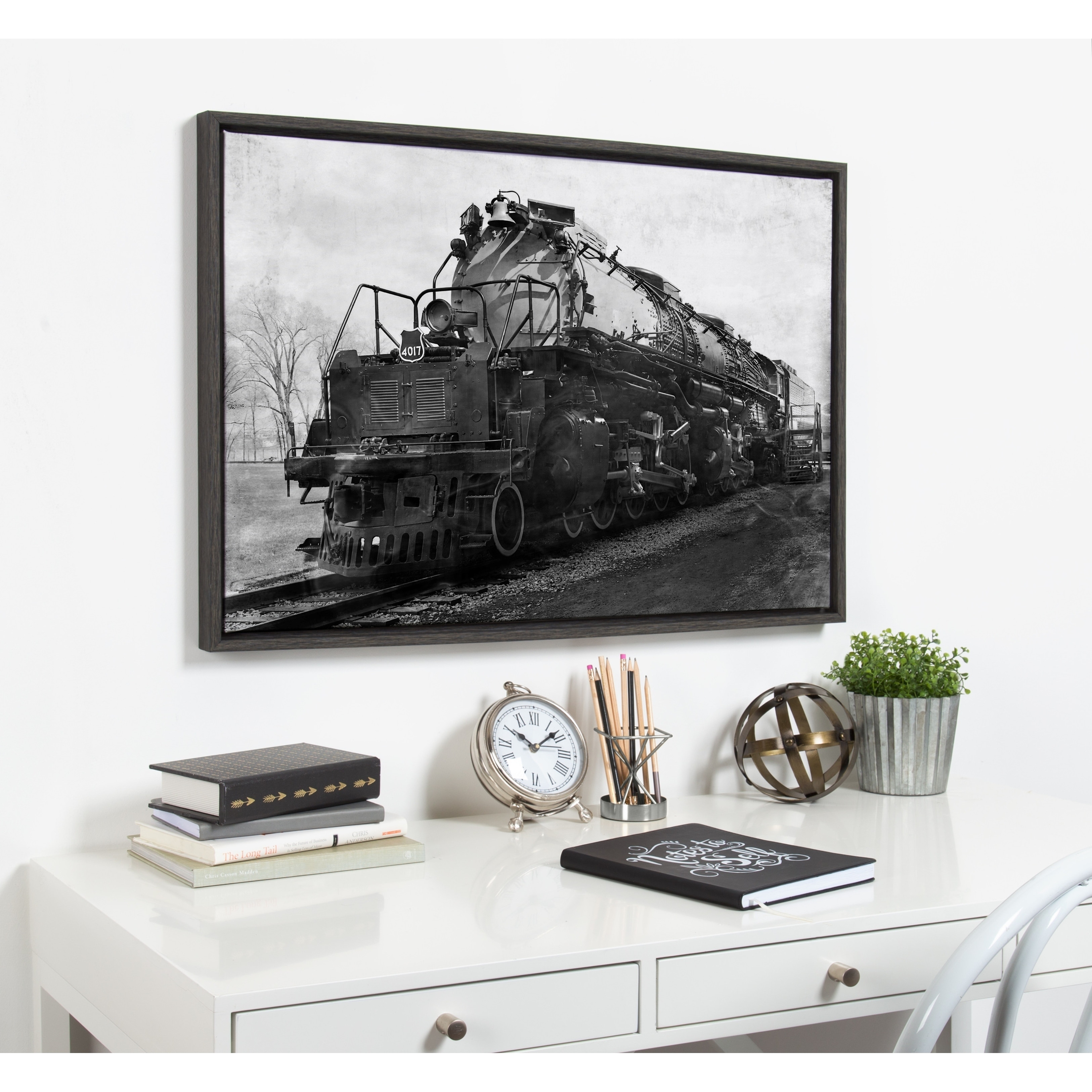 Sylvie Steam Engine Train Gone Framed Canvas Art, 23 x 33 Dark