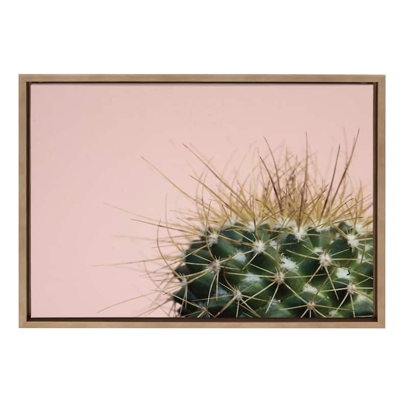 Sylvie Botanical, Cactus Framed Canvas Wall Art, Gold 18 x 24
