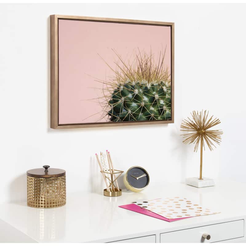 Sylvie Botanical, Cactus Framed Canvas Wall Art, Gold 18 x 24