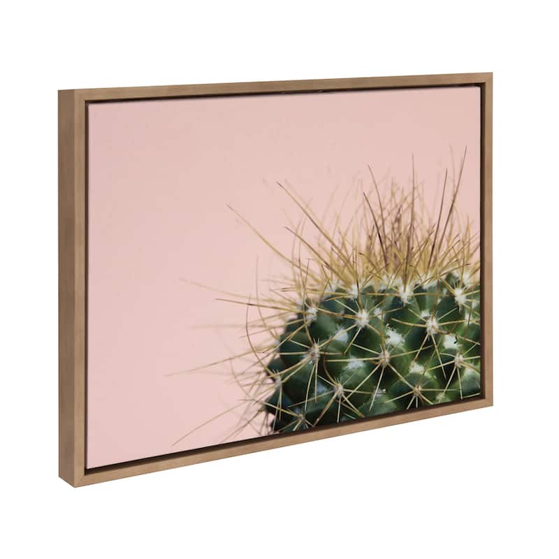 Sylvie Botanical, Cactus Framed Canvas Wall Art, Gold 18 x 24