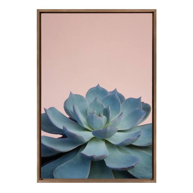 Sylvie Botanical, Succulent Framed Canvas Wall Art, Gold 18 x 24 - 23x33 - Plastic - Gold