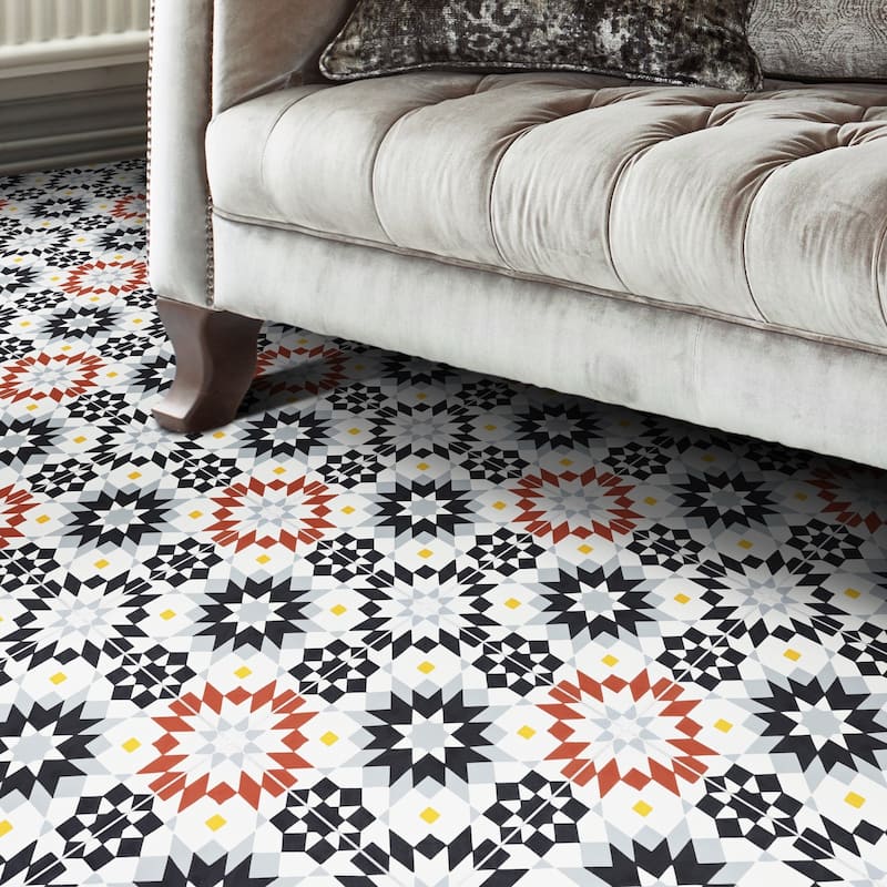 Handmade Semara in Black, Red, Grey Tile, Pack of 12 (Morocco)