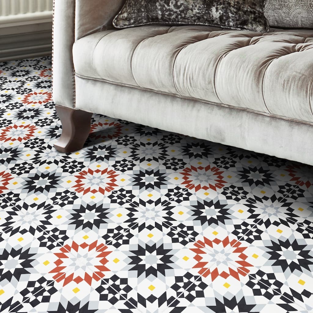 Handmade Semara in Black, Red, Grey Tile, Pack of 12 (Morocco)