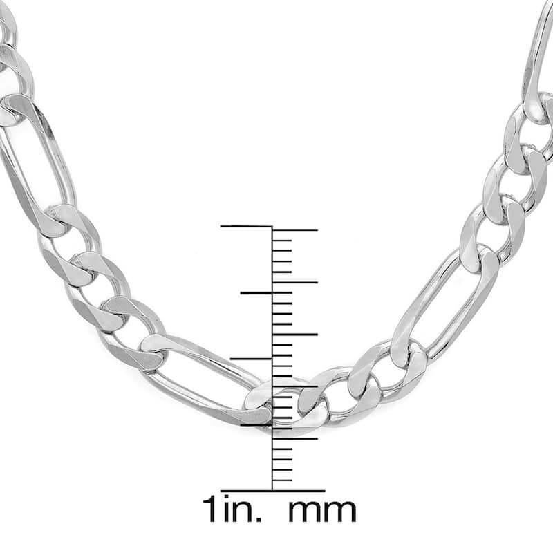 Roberto Martinez Sterling Silver 6 mm Figaro Chain Necklace (20"-30")