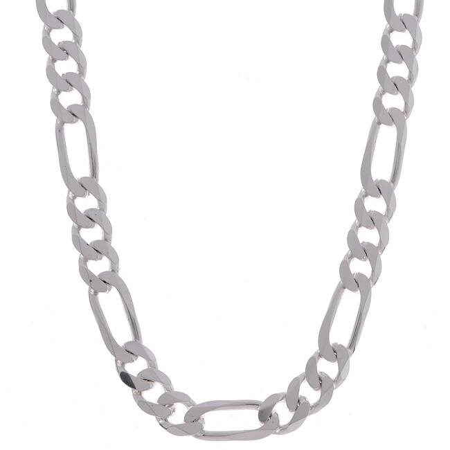 Sterling Essentials Sterling Silver 8mm Diamond-Cut Figaro Chain (22-inch)