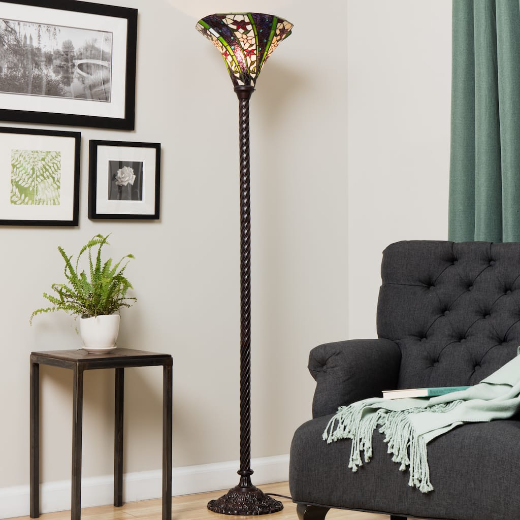 Tiffany Style 3D Purple Wave Torchier Lamp