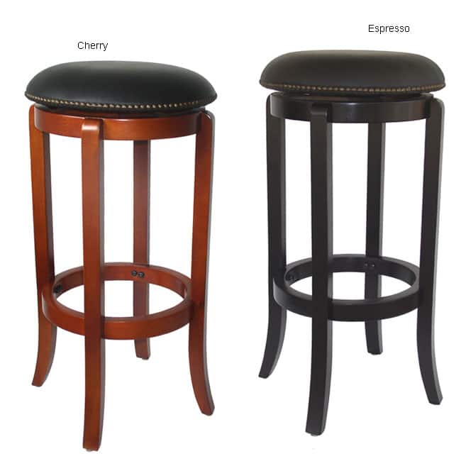 York Faux-leather Nailhead Swivel Barstool