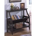 Antique Black Three-shelf Solid Wood Bookshelf