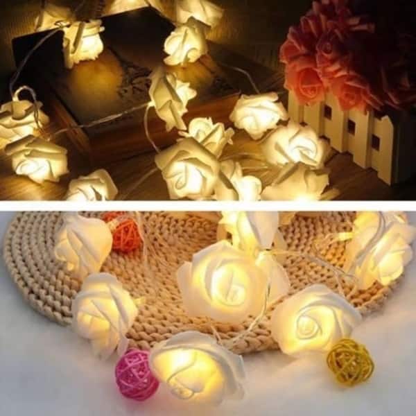 DIY Lights Decorations for Mothers Day Valentines Wedding Garden Party 6.6 ft 20 LEDs Rose Lamp Fairy String Lights Battery Operated Indoor Outdoor Warm Pink LED Rose Flower String Lights