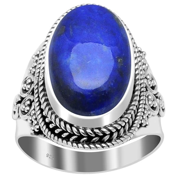 Y L to 12 925 Sterling SILVER Rings Blue Lapis Ring Facet cut Gemstone Size 5½